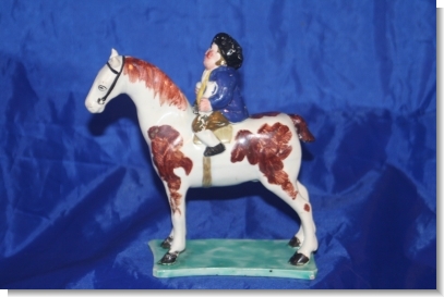 RARE PEARLWARE HORSE & RIDER. c.1820
