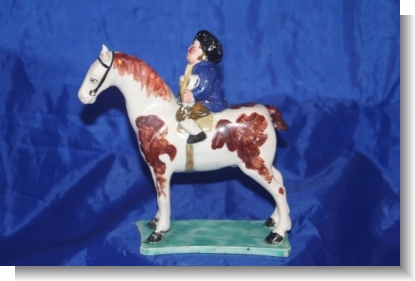 RARE PEARLWARE HORSE & RIDER. c.1820