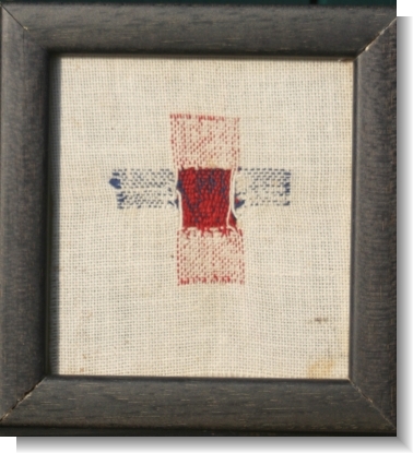 Small CROSS of DARNING WORK.  c.1860