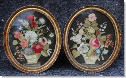 A WONDERFUL PAIR OF FELTWORK PICTURES, c.1820.