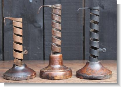 Three IRON TWIST CANDLESTICKS