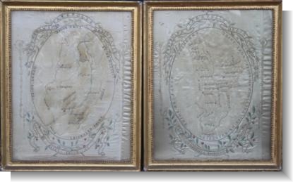 RARE PAIR of MAP SAMPLERS by ELIZABETH SMITH 1802.