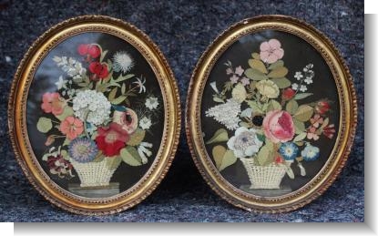 A WONDERFUL PAIR OF FELTWORK PICTURES, c.1820.