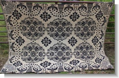 UNRECORDED ALEXANDER 1825 JACQUARD COVERLET for ANN LAKE c.1833
